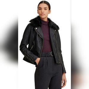 GUESS MIXED MEDIA MOTO JACKET